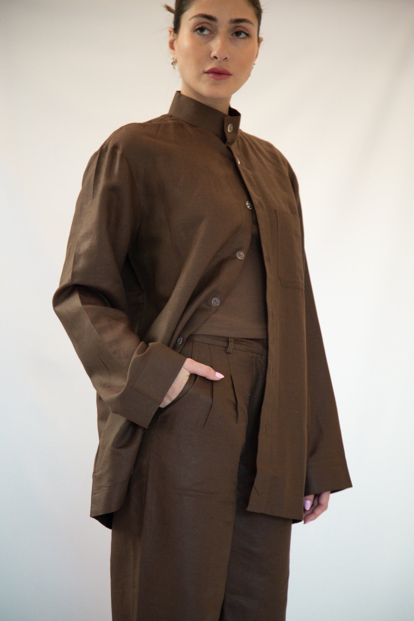 KANO Basic Button-up Blouse Brown